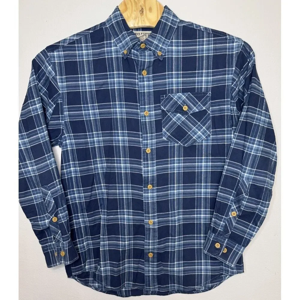 Duluth Trading Co Mens Flannel Shirt Long Sleeve Button Lightweight Blue Medium - Picture 2 of 4